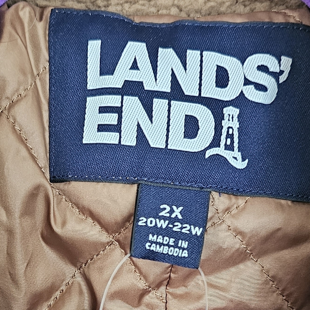 Lands' End Cozy Sherpa Teddy Bear Coat Plus Caramel Brown Size 2X 20W-22W New - Picture 6 of 11